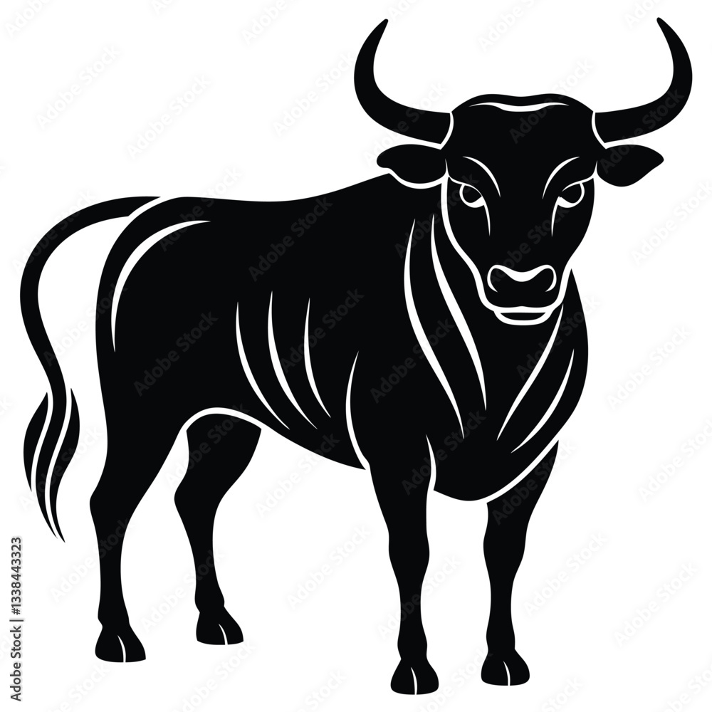 Fototapeta premium Bull Vector Shilhoette Single icon