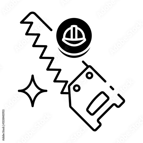 This Hand saw icon is suitable for May Day, Labour Day, etc
