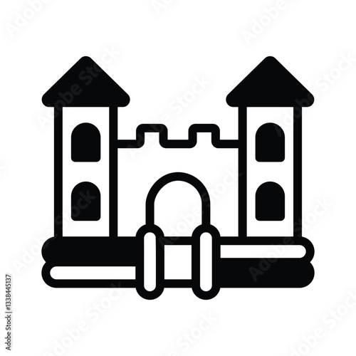 A well designed glyph icon of bouncing castle