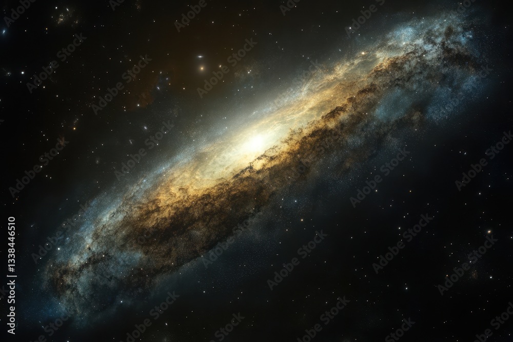 Fototapeta premium Explore the stunning spiral galaxy illuminated by vibrant cosmic colors in deep space