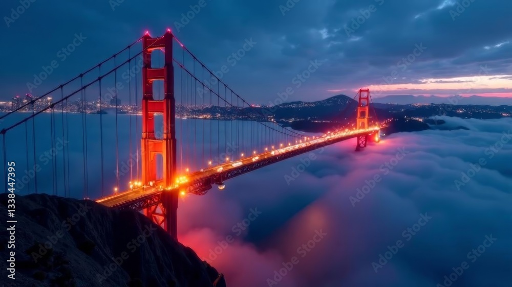 Fototapeta premium bridge in the clouds at night