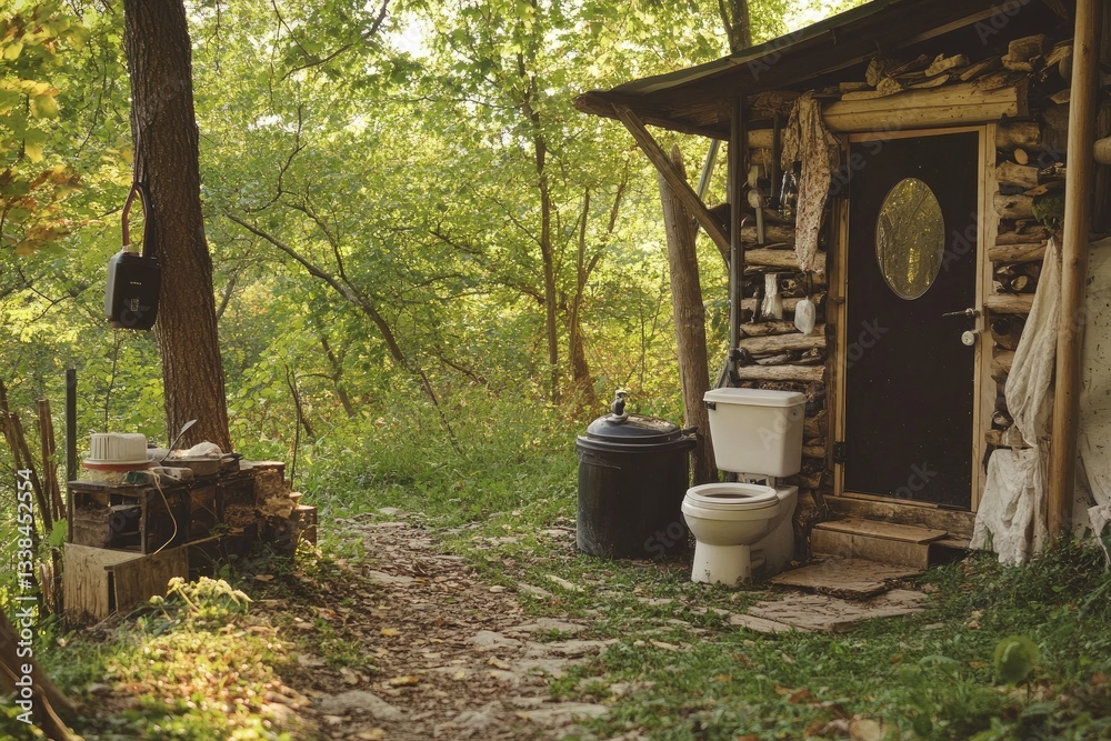 A composting toilet system in an eco friendly off grid homestead A composting toilet system in an eco friendly off grid homestead