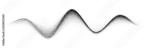 Noise grain wave with sand dust texture, vector background with grunge abstract effect. Noise grain wave of paint brush spray line or airbrush halftone graffiti effect