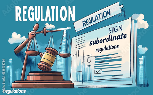 Regulations and Legal Authority Concept: Businessman Holding Gavel, Scale, and Legal Documents