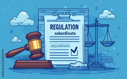 Regulations and Legal Authority Concept: Businessman Holding Gavel, Scale, and Legal Documents