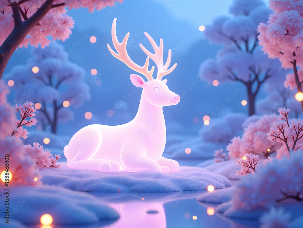 Obraz premium 3D cartoon cute pet animal 3D rendering concept illustration
