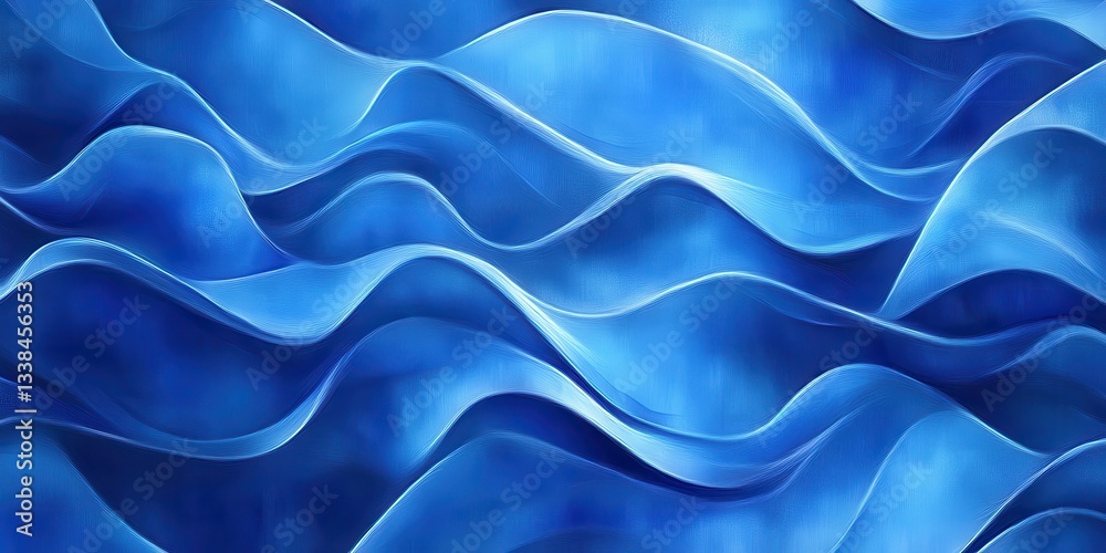 Obraz premium Abstract Blue Waves Background with Smooth Flowing Lines