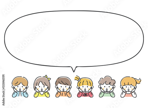 子ども達と吹き出しのイラスト