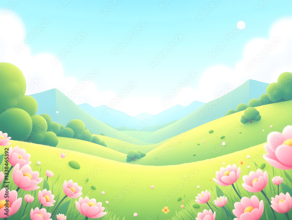 Spring equinox forest scene illustration, spring outdoor natural scenery illustration Spring equinox forest scene illustration, spring outdoor natural scenery illustration