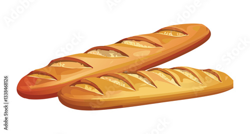 Baguette Bread - Vector Illustration