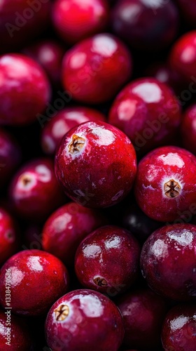 Wallpaper Mural Close up of Vibrant Red Cranberries with a Glossy Surface and Dark Background Showcasing Freshness and Natural Beauty Torontodigital.ca