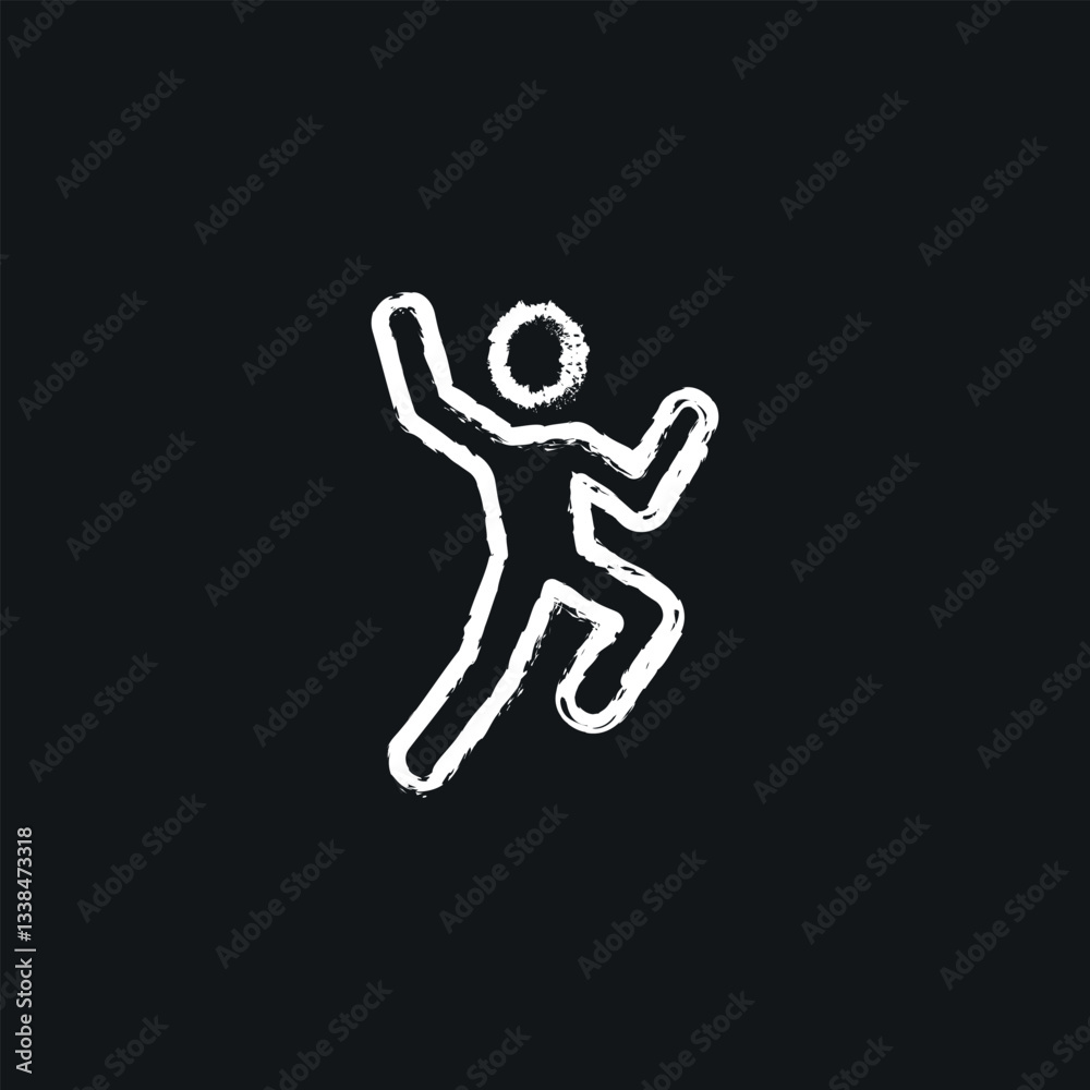 Man is happy chalk icon. Dancing vector isolated black illustration. Man is happy chalk icon. Dancing vector isolated black illustration.