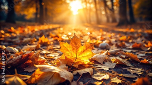 Wallpaper Mural Golden Autumn Leaves in Forest Sunlight Torontodigital.ca