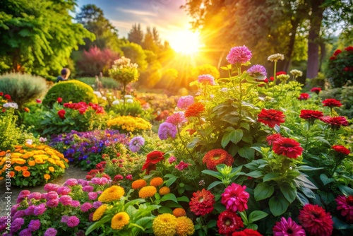 Wallpaper Mural Vibrant Flower Garden at Sunset Torontodigital.ca