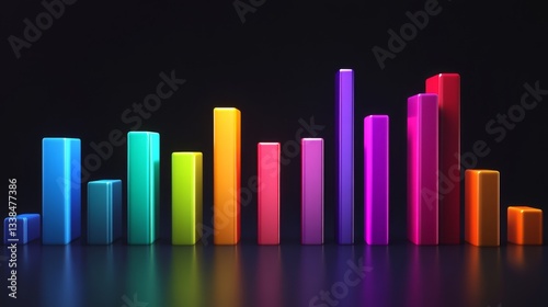 Free Download A vibrant D bar graph illustrating financial growth, with colorful bars rising at varying heights against a sleek, dark background, symbolizing success and progress. - GFXLoad