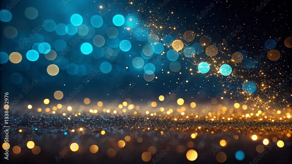 Abstract background. Gold  and blue glittering lamé. Glitter. Gorgeous.