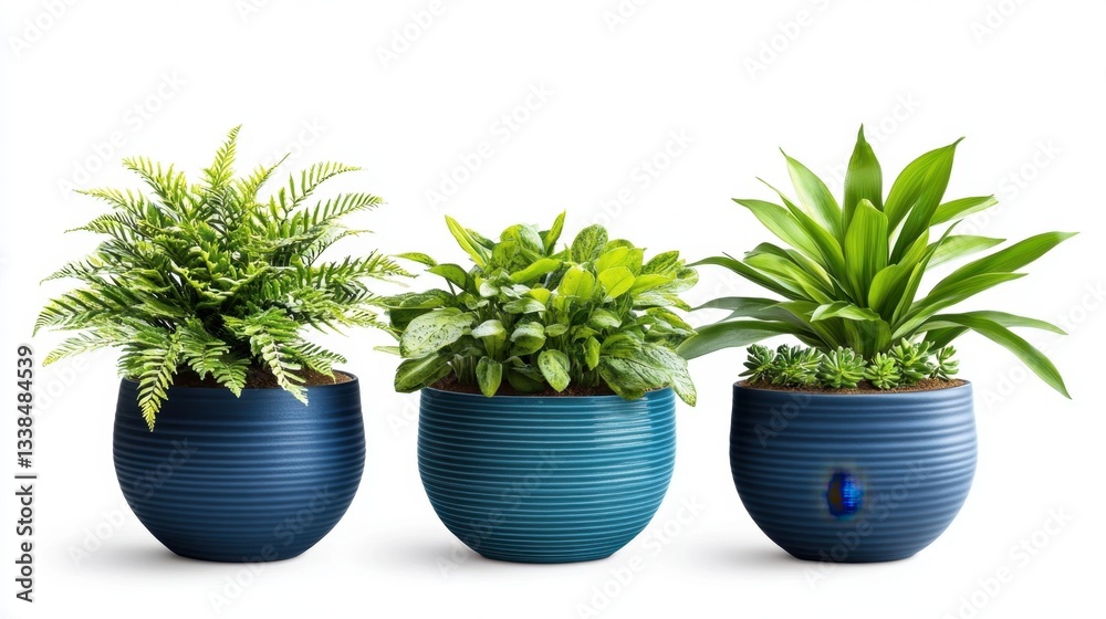 Obraz premium A set of three potted plants on a bright white background