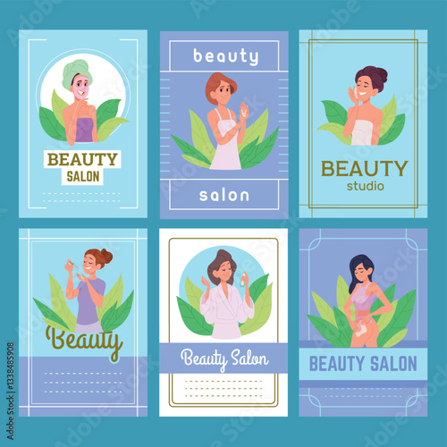 Beauty salon cards. print template pictures for beauty studio