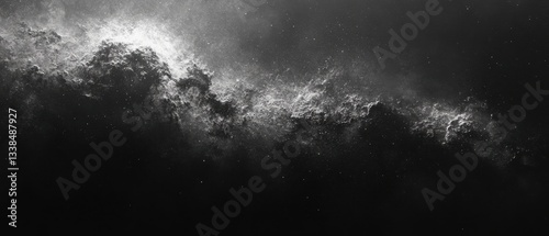 Ethereal cosmic cloudscape in monochrome tones evoking deep space exploration and celestial wonder with a cinematic visual style photo