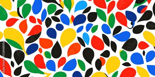 Fun and Vibrant Abstract Shapes Pattern on White Surface