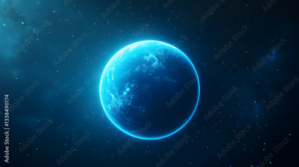 Fototapeta premium Big data technology background network creative picture, abstract planet particle PPT poster main visual background