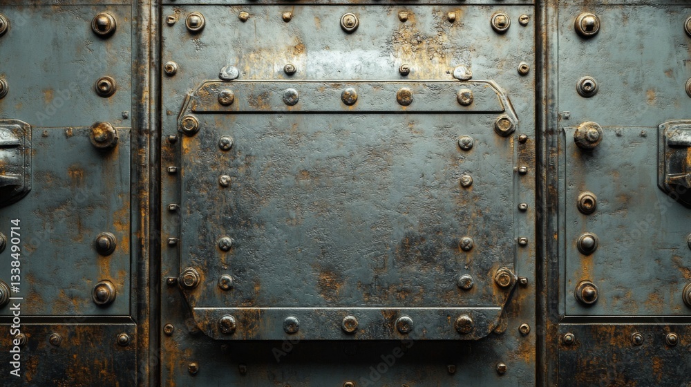 Fototapeta premium Rusty Metal Panel With Rivets And Bolts