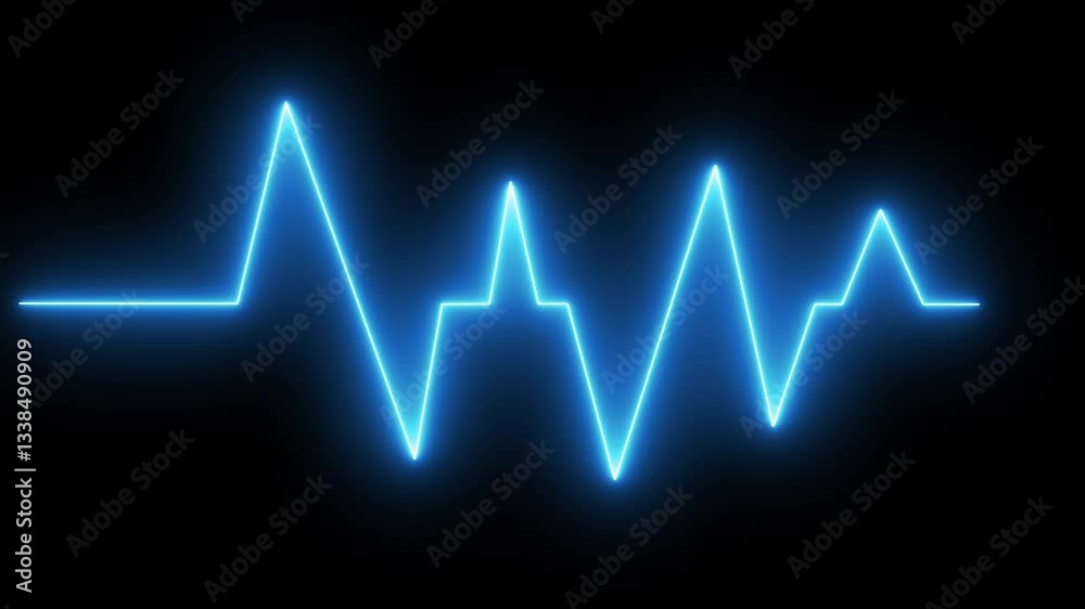 Smooth Neon Heartbeat Animation Medical Monitoring Concept Black Background Smooth Neon Heartbeat Animation Medical Monitoring Concept Black Background