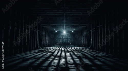 3d render. Futuristic jail corridor