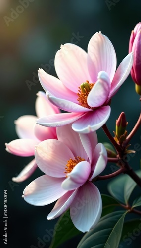 Vibrant magnolia flowers in a stunning bouquet, white petals in full bloom, blossoms, white, beautiful
