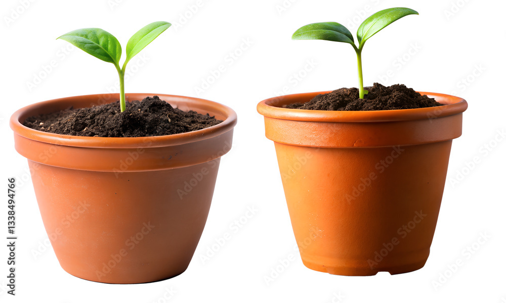 Set of potted plants with green leaves, Green plant in a pot isolated Set of potted plants with green leaves, Green plant in a pot isolated