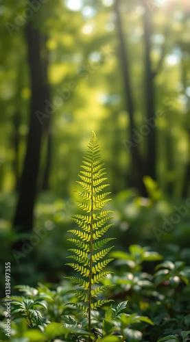 Single Fern Leaf in Forest