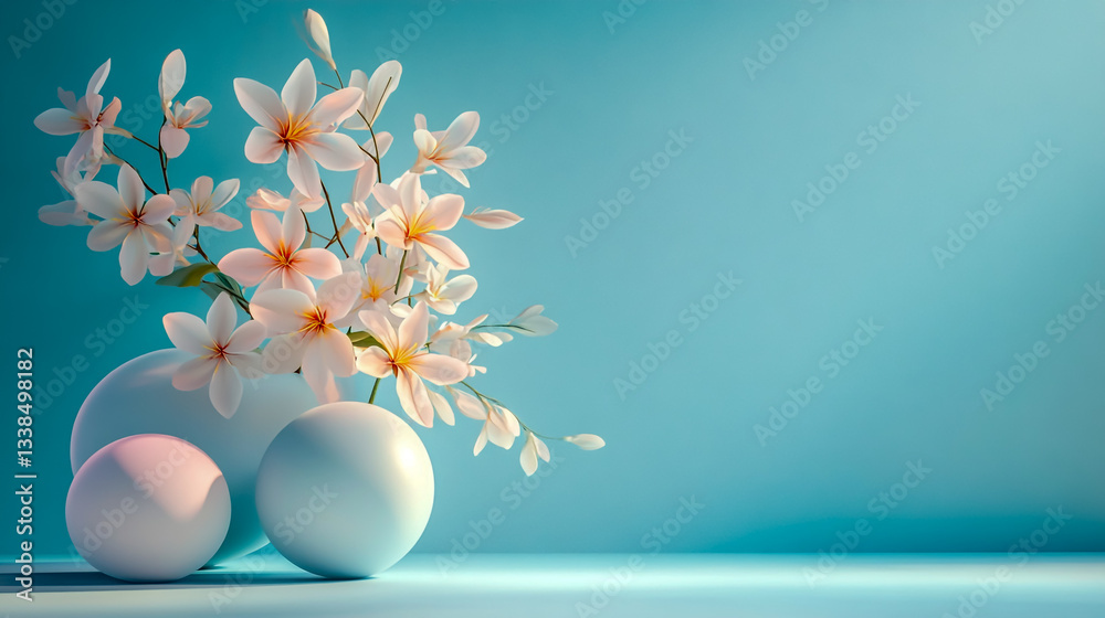 Beautiful floral arrangement white flowers in vase on turquoise background still life photography art design Beautiful floral arrangement white flowers in vase on turquoise background still life photography art design