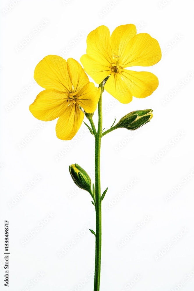 Fototapeta premium yellow rapeseed flowers on white background