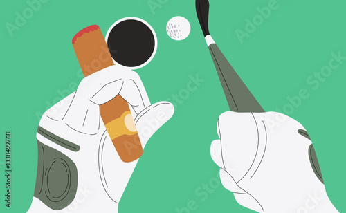 Luxury and Leisure in Golf Aesthetic with Cigar and Club