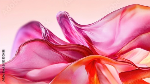 Abstract Pink and Orange Fabric Waves, Soft Light, Elegant and Delicate Texture"