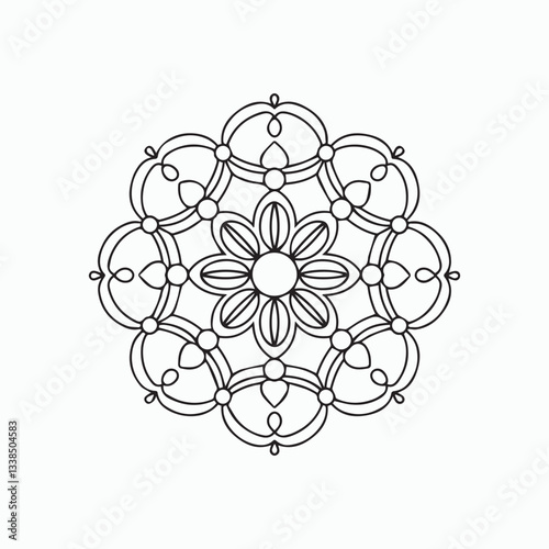 Fotografía Printable Floral Mandala Design for the Mindful Coloring page Intricate Line Art