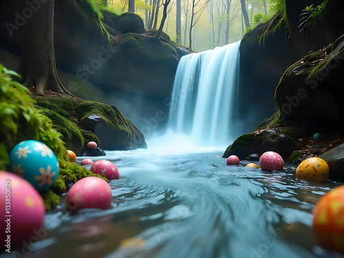 Easter Wonderland: A Magical Waterfall