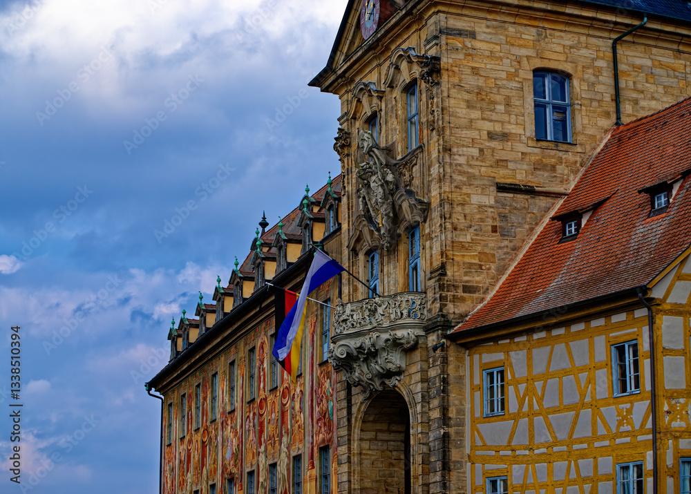 Obraz premium A wonderful day in the city of Bamberg in rainy weather.