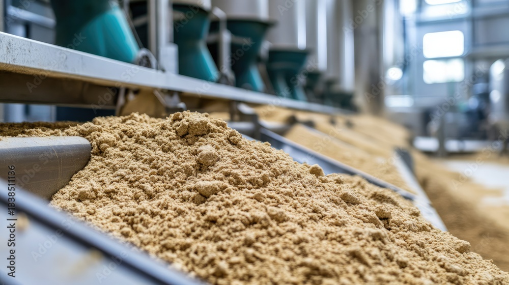 A close-up of poultry feed in large silos outside a factory farm A close-up of poultry feed in large silos outside a factory farm