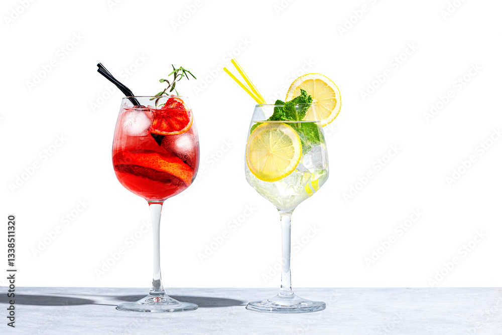 Summer Citrus Spritzer Cocktails. Hugo Spritz. Aperol Spritz. Summer Citrus Spritzer Cocktails. Hugo Spritz. Aperol Spritz.