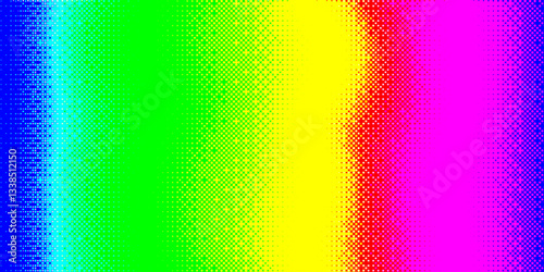 Rainbow halftone gradient background with color dots pattern. Abstract vector background with rainbow colors liquid gradient in dotwork effect