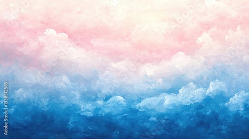 Soft Pink And Blue Watercolor Sky With Fluffy Clouds and Wisps Of Clouds and Airy Feeling In Pastel Colors With a Touch of Dreaminess and Serene Atmosphere Of Tranquil Sky  With Light Gradient Design