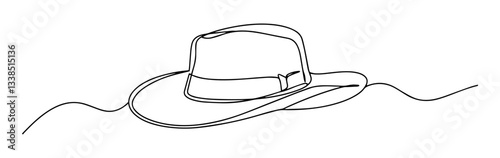 classic men’s hat drawn in minimalist monoline black vector style