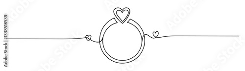 heart shaped ring with decorative love line minimalist style