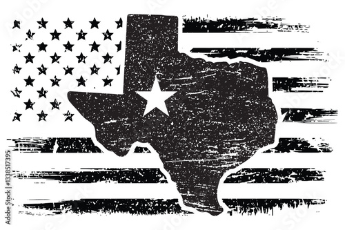 Distressed Texas Flag with American Theme – Grunge Lone Star State Design