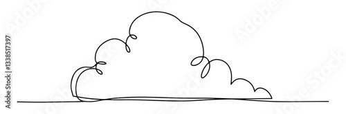 cute whimsical cloud in minimalist single line drawing style
