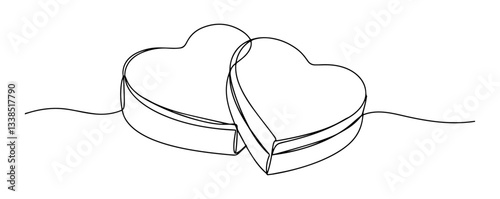 two interlocked heart shapes as romantic love symbol in line art