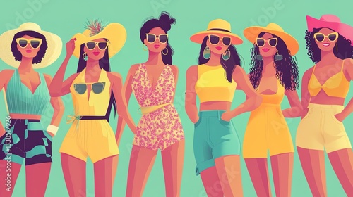 A group of friends showing off their trendy summer outfits.