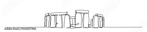 stonehenge prehistoric stone monument in minimalist line illustration