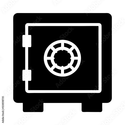 secure safe with combination lock representing safety and valuables – flat silhouette icon for apps and websites

